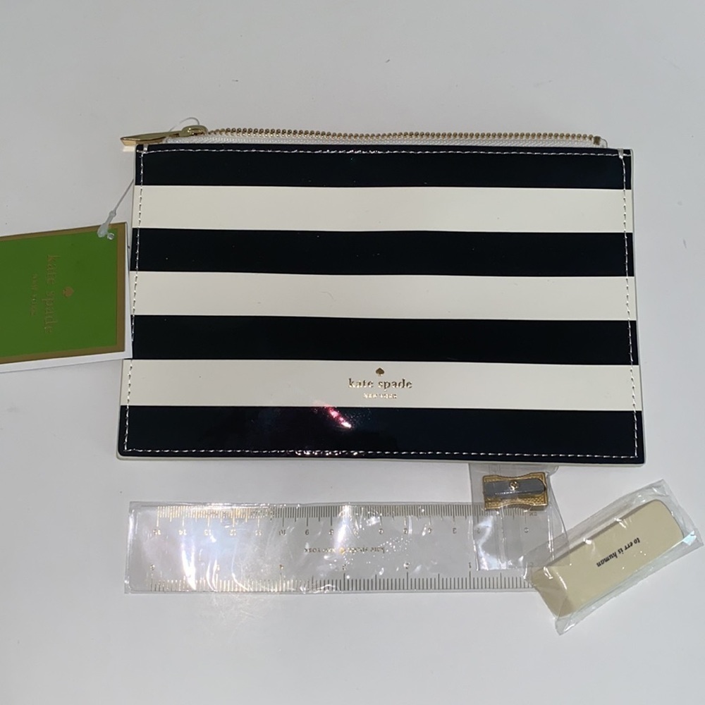 NWT Kate spade pencil case w/ ruler,eraser,sharpen